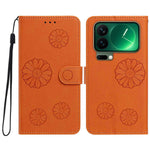 For Xiaomi 17 Pro Max Daisy Pattern PU Leather Wallet Phone Cover with Wrist Strap