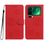 For Xiaomi 17 Pro Max Daisy Pattern PU Leather Wallet Phone Cover with Wrist Strap