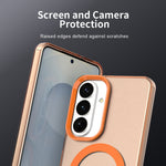 For Samsung Galaxy S24 Magnetic Case Anti Drop Phone Cover with Camera Lens Protector + Tempered Glass Screen Protector