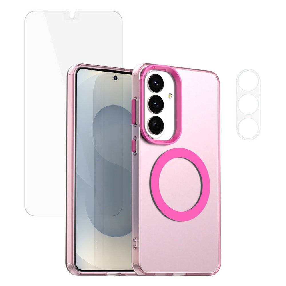 For Samsung Galaxy S24+ Magnetic Case Anti Drop Phone Cover with Camera Lens Protector + Tempered Glass Screen Protector