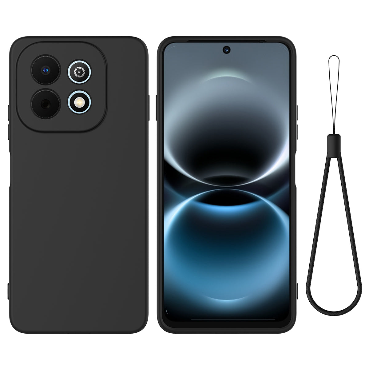 Huawei Nova Y74 4G Flytande Silikonskal mobil Baksida med Handrem