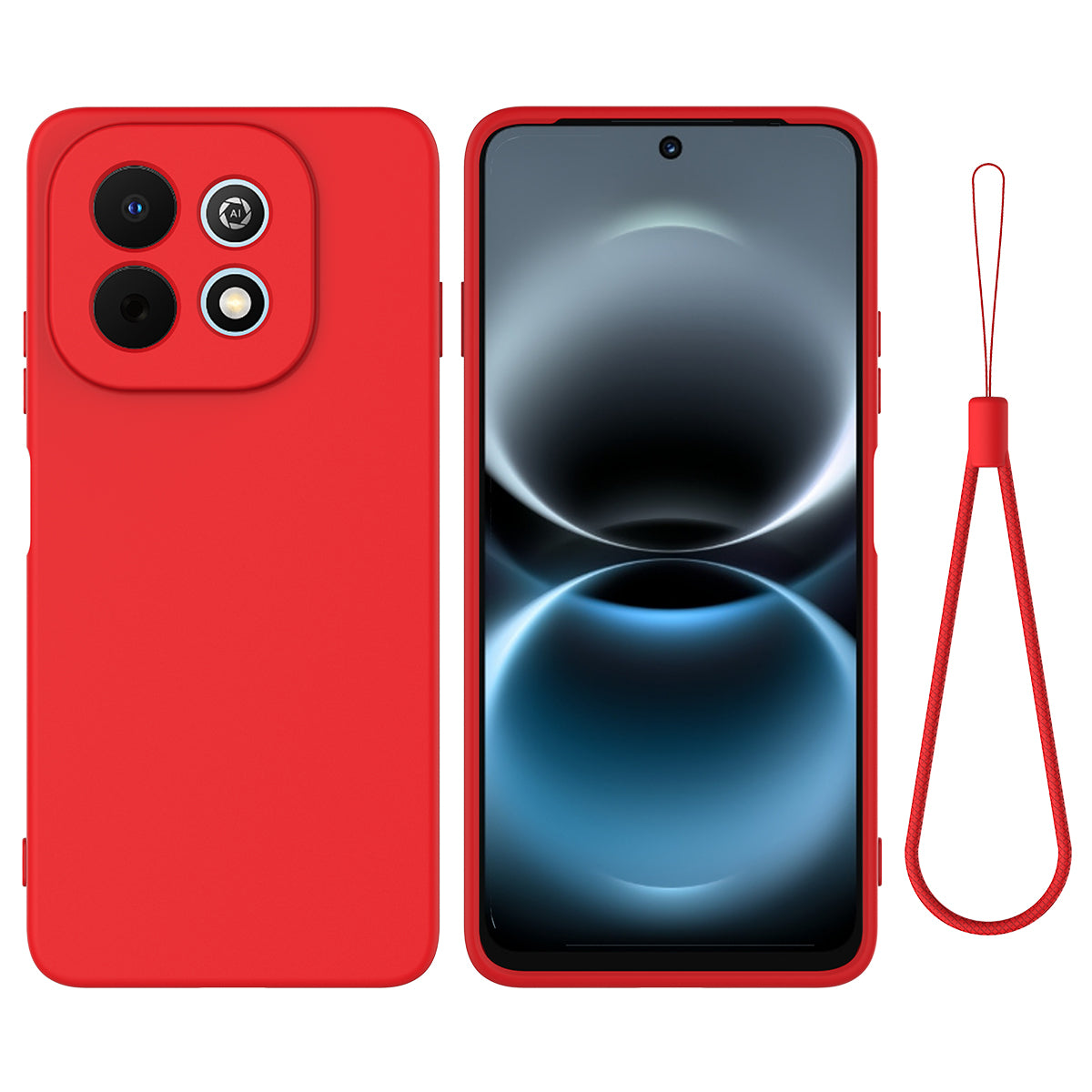 Huawei Nova Y74 4G Flytande Silikonskal mobil Baksida med Handrem