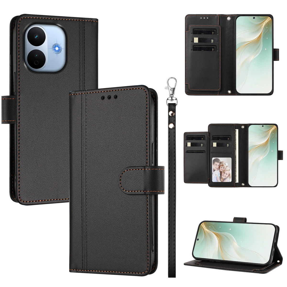 Xiaomi Redmi Note 17 Pro Max 5G / Xiaomi Redmi Note 17 Pro+ 5G-cover, 9 kortlommer, PU-læder, tegnebogsetui med håndledsrem