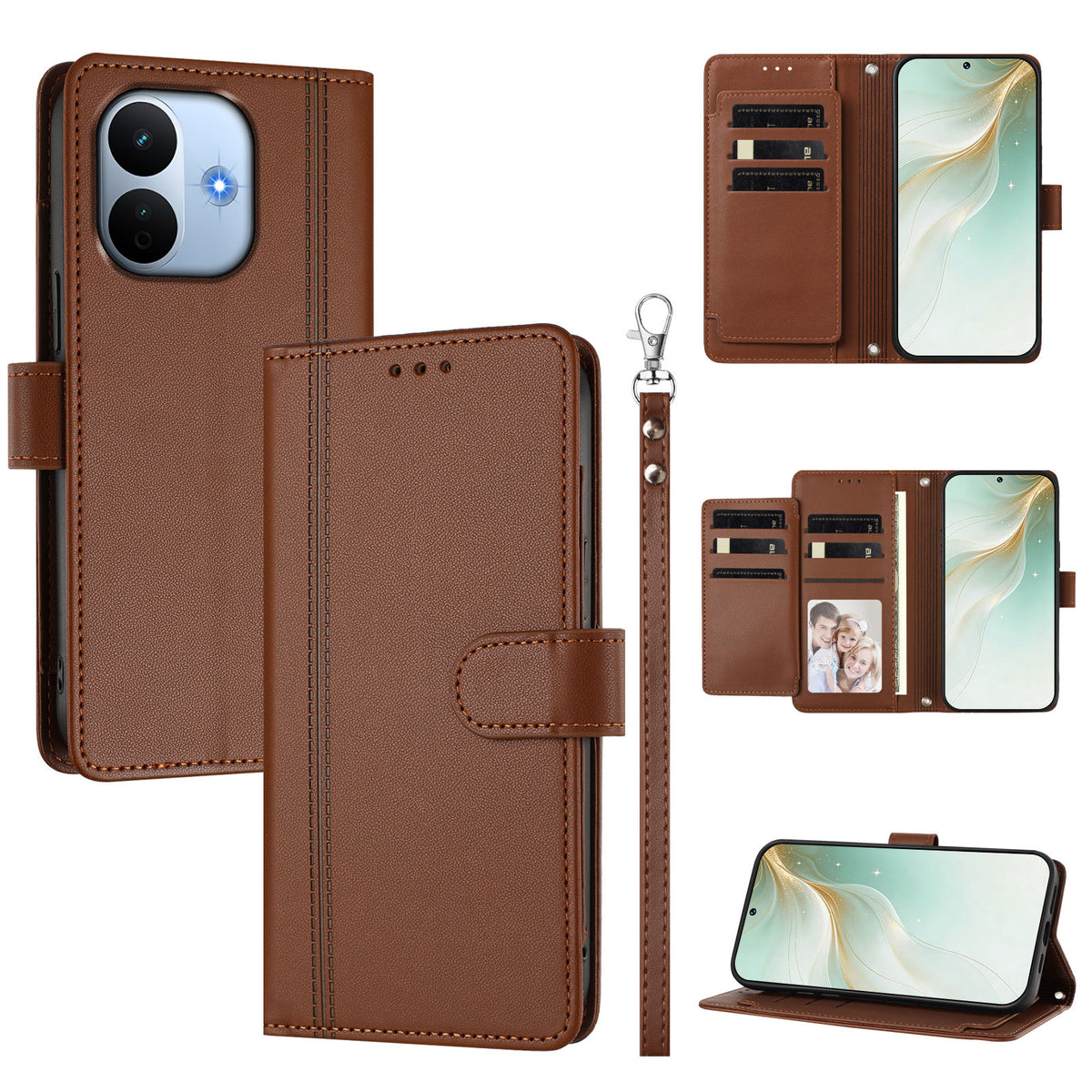 Xiaomi Redmi Note 17 Pro Max 5G / Xiaomi Redmi Note 17 Pro+ 5G-cover, 9 kortlommer, PU-læder, tegnebogsetui med håndledsrem