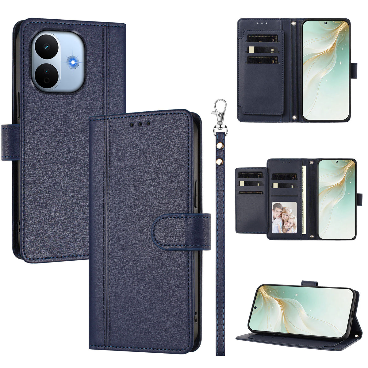 Xiaomi Redmi Note 17 Pro Max 5G / Xiaomi Redmi Note 17 Pro+ 5G-cover, 9 kortlommer, PU-læder, tegnebogsetui med håndledsrem