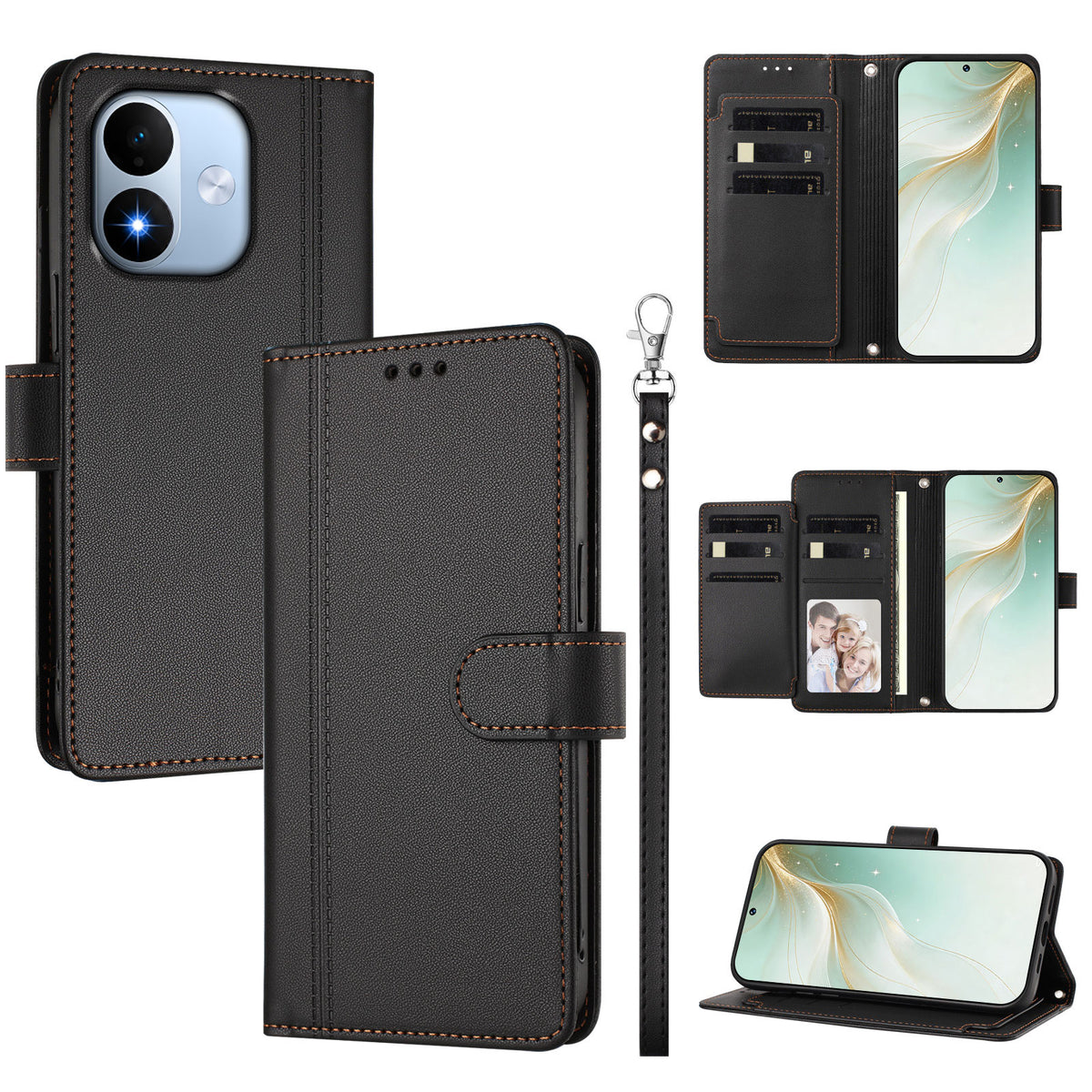 Xiaomi Redmi Note 17 5G (Global) / Xiaomi Redmi Note 17 (Indien/Kina) 5G / Xiaomi Redmi Note 17 4G (Global) fodral, 9 kortfack, PU-läder, fällbart plånboksfodral med handrem