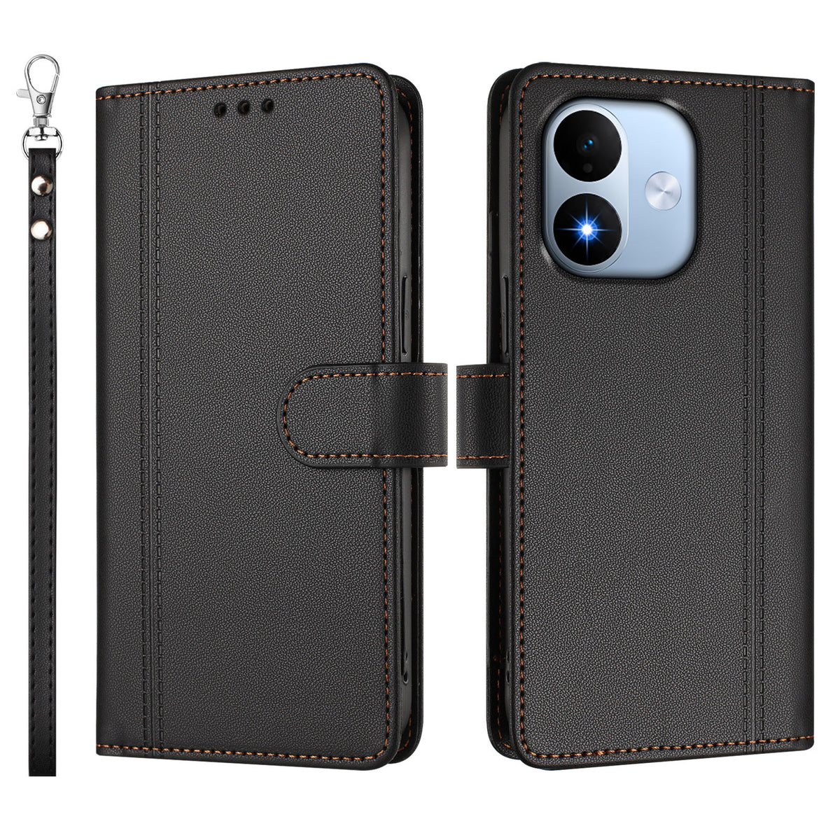 Cover til Xiaomi Redmi Note 17 5G (Global) / Xiaomi Redmi Note 17 (Indien/Kina) 5G / Xiaomi Redmi Note 17 4G (Global), 9 kortlommer, PU-læder, sammenklappeligt tegnebogscover med håndledsrem