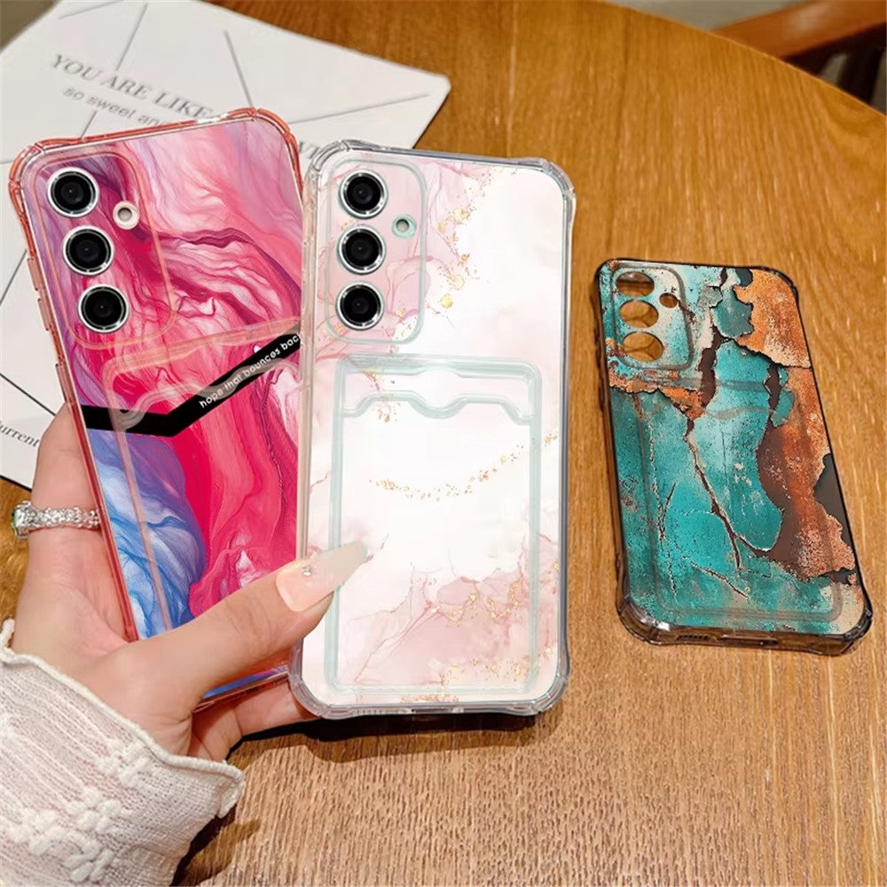 Samsung Galaxy A17 5G / A17 4G TPU-skal Marmormönster Kortplats Fyra Hörn Airbag Fallskydd Exakta Utskärningar mobilskal