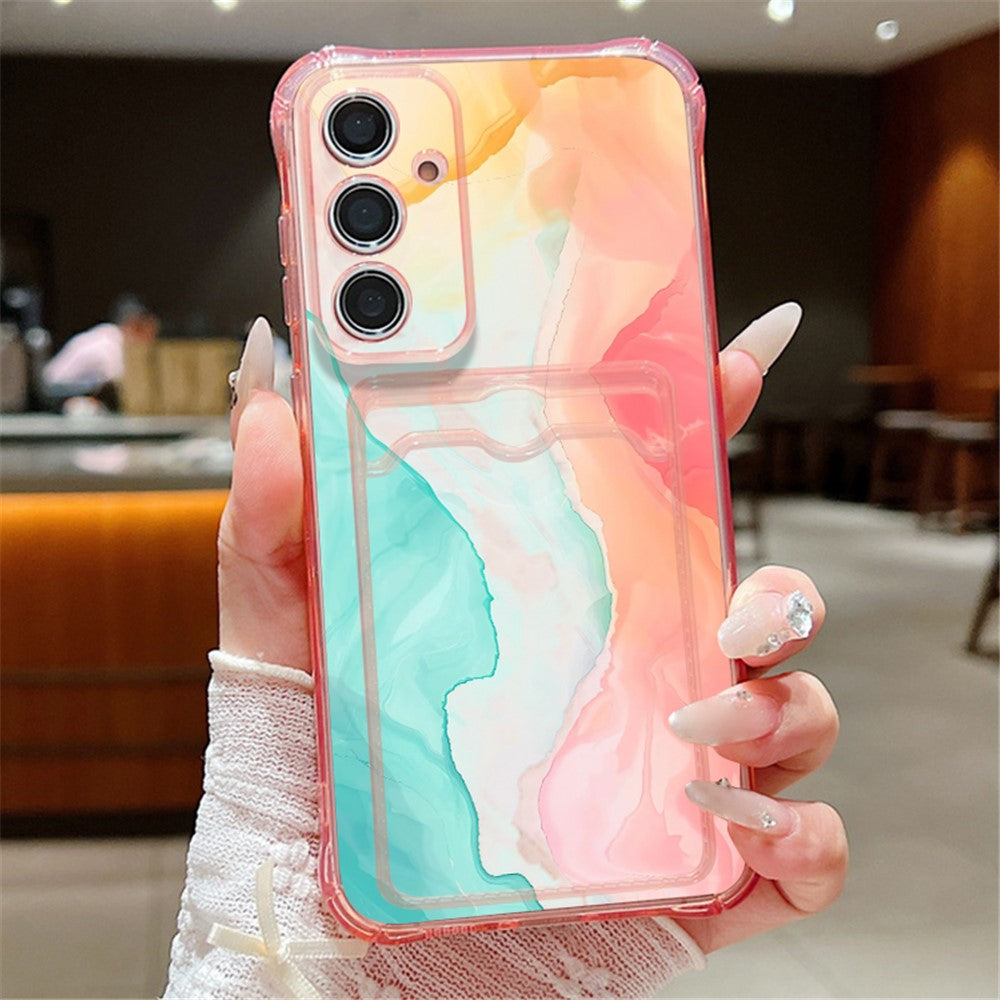 Samsung Galaxy A17 5G / A17 4G TPU-skal Marmormönster Kortplats Fyra Hörn Airbag Fallskydd Exakta Utskärningar mobilskal