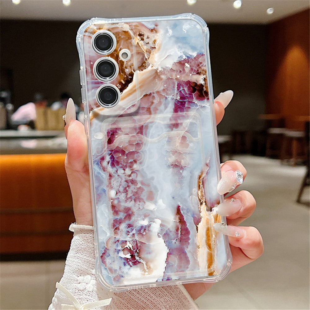 Samsung Galaxy A17 5G / A17 4G TPU-skal Marmormönster Kortplats Fyra Hörn Airbag Fallskydd Exakta Utskärningar mobilskal