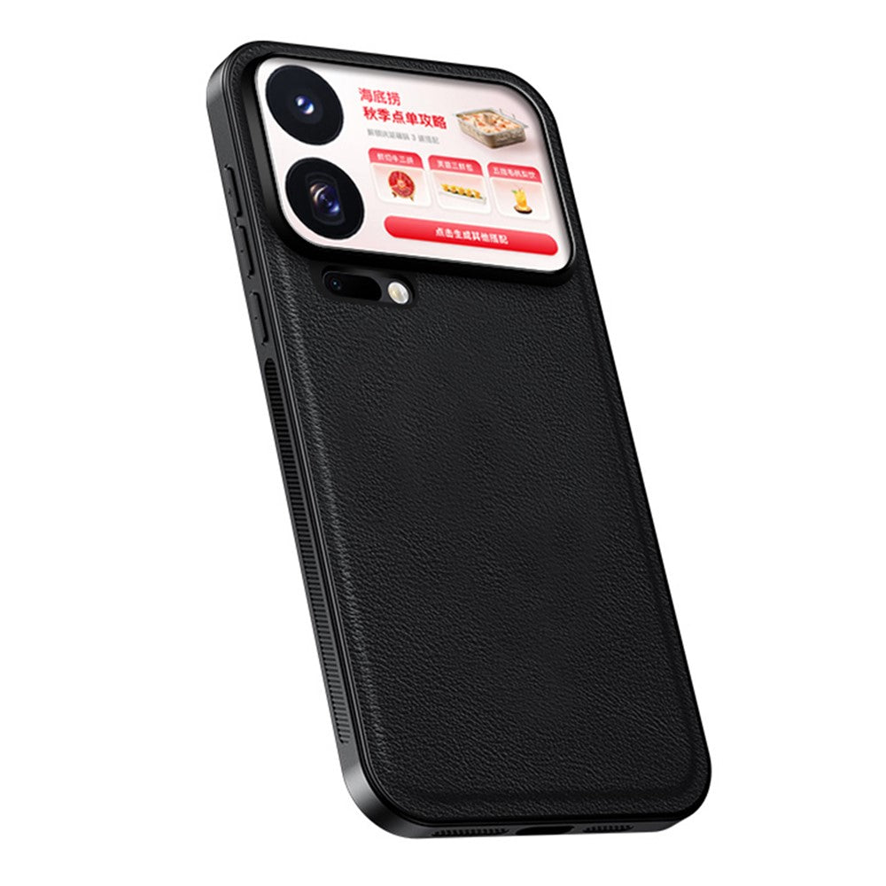 Xiaomi 18 Pro Max-skal PU + TPU + PC-mobilbaksida med metalllinsram