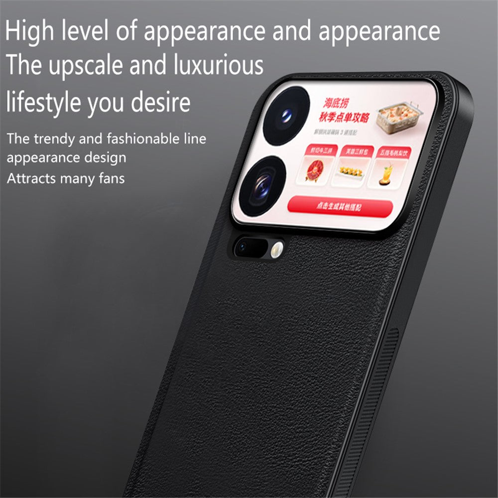 Xiaomi 18 Pro Max-skal PU + TPU + PC-mobilbaksida med metalllinsram