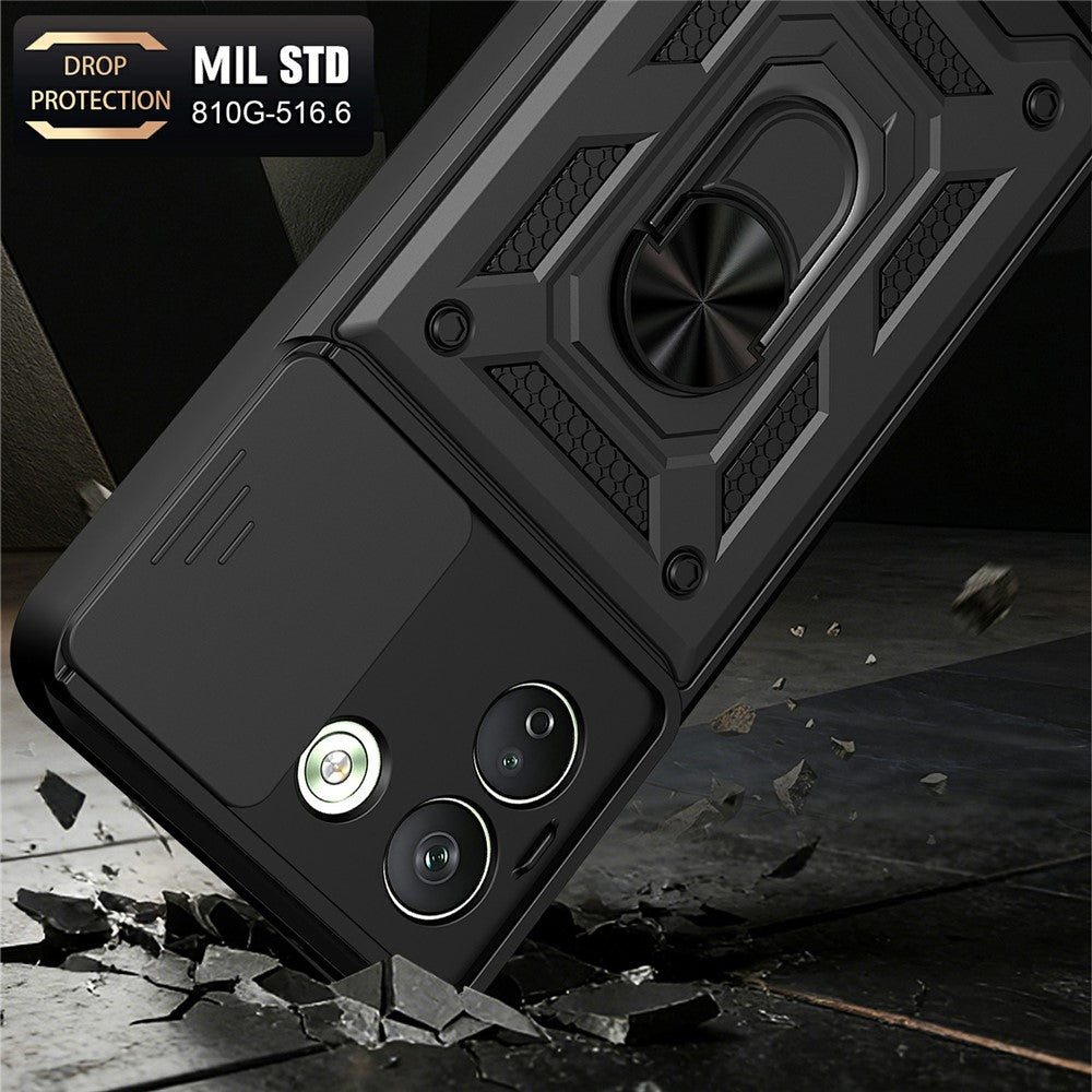 For Xiaomi Redmi Note 17 Pro Max 5G Case with Slide Camera Lid PC + TPU Kickstand Phone Cover