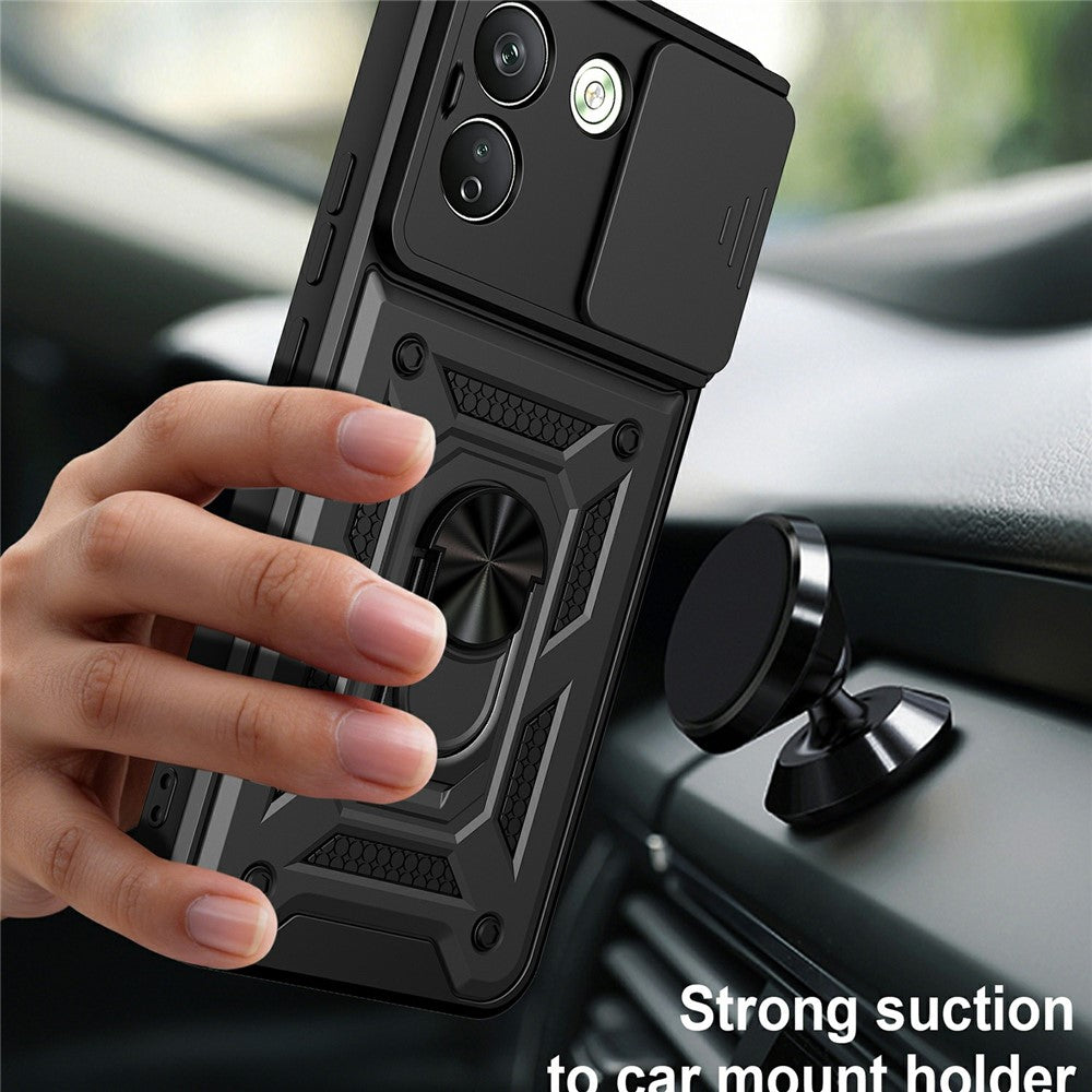 For Xiaomi Redmi Note 17 Pro Max 5G Case with Slide Camera Lid PC + TPU Kickstand Phone Cover