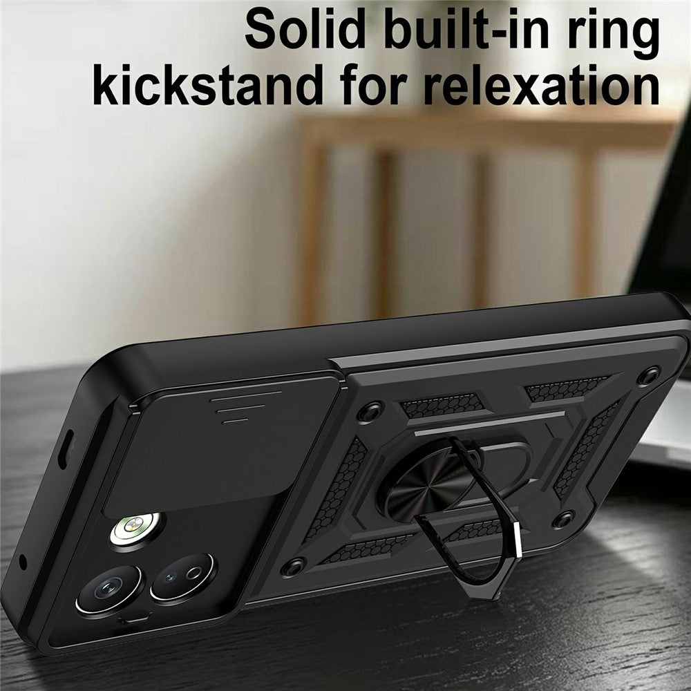 For Xiaomi Redmi Note 17 Pro Max 5G Case with Slide Camera Lid PC + TPU Kickstand Phone Cover