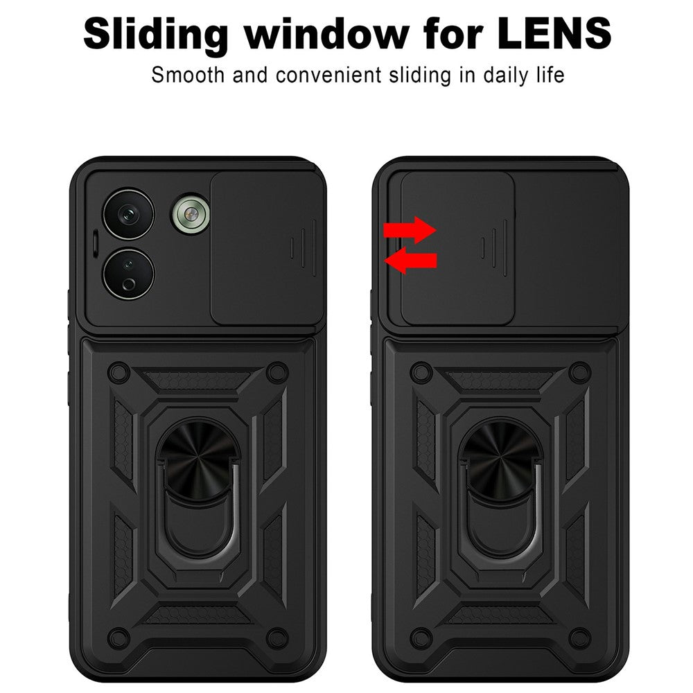 For Xiaomi Redmi Note 17 Pro Max 5G Case with Slide Camera Lid PC + TPU Kickstand Phone Cover