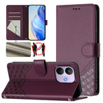 For Xiaomi Redmi Note 17 Pro 5G Case Imprinted Honeycomb RFID Blocking Leather Phone Cover with Strap