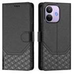 For Xiaomi Redmi Note 17 Pro 5G Case Imprinted Honeycomb RFID Blocking Leather Phone Cover with Strap