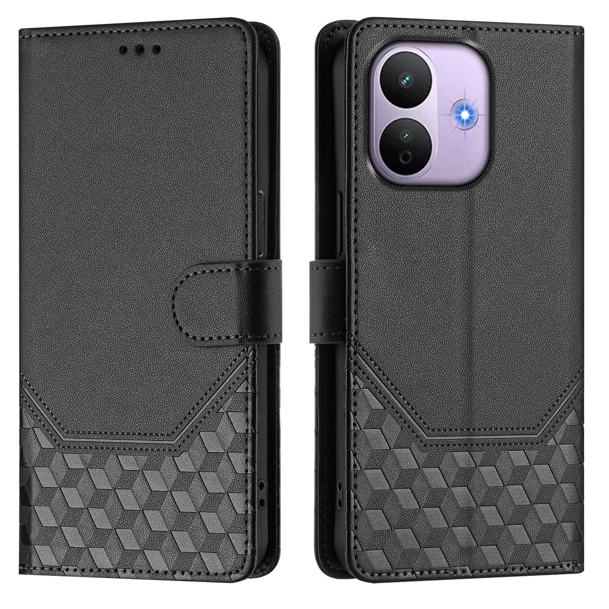 For Xiaomi Redmi Note 17 Pro 5G Case Imprinted Honeycomb RFID Blocking Leather Phone Cover with Strap