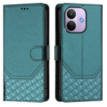 For Xiaomi Redmi Note 17 Pro 5G Case Imprinted Honeycomb RFID Blocking Leather Phone Cover with Strap