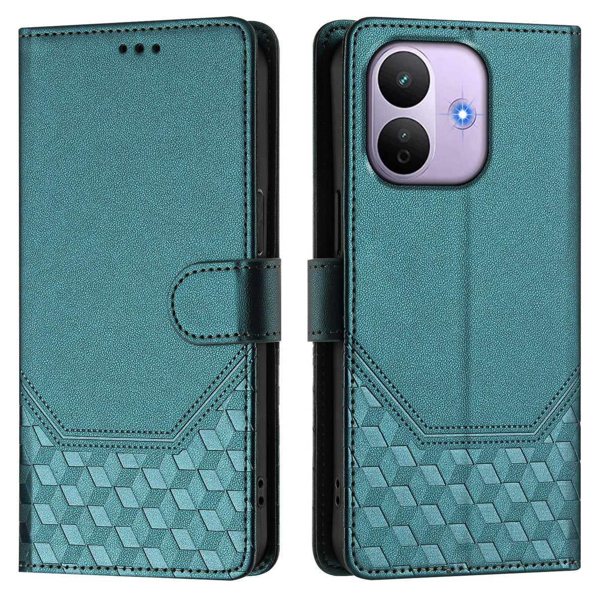 For Xiaomi Redmi Note 17 Pro 5G Case Imprinted Honeycomb RFID Blocking Leather Phone Cover with Strap