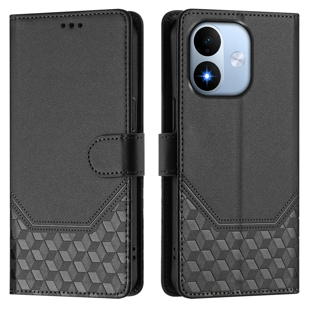 Xiaomi Redmi Note 17 5G (Global) / Xiaomi Redmi Note 17 (Indien/Kina) 5G / Xiaomi Redmi Note 17 4G (Global) Skal Präglat bikakemönster RFID-blockerande läderfodral med rem