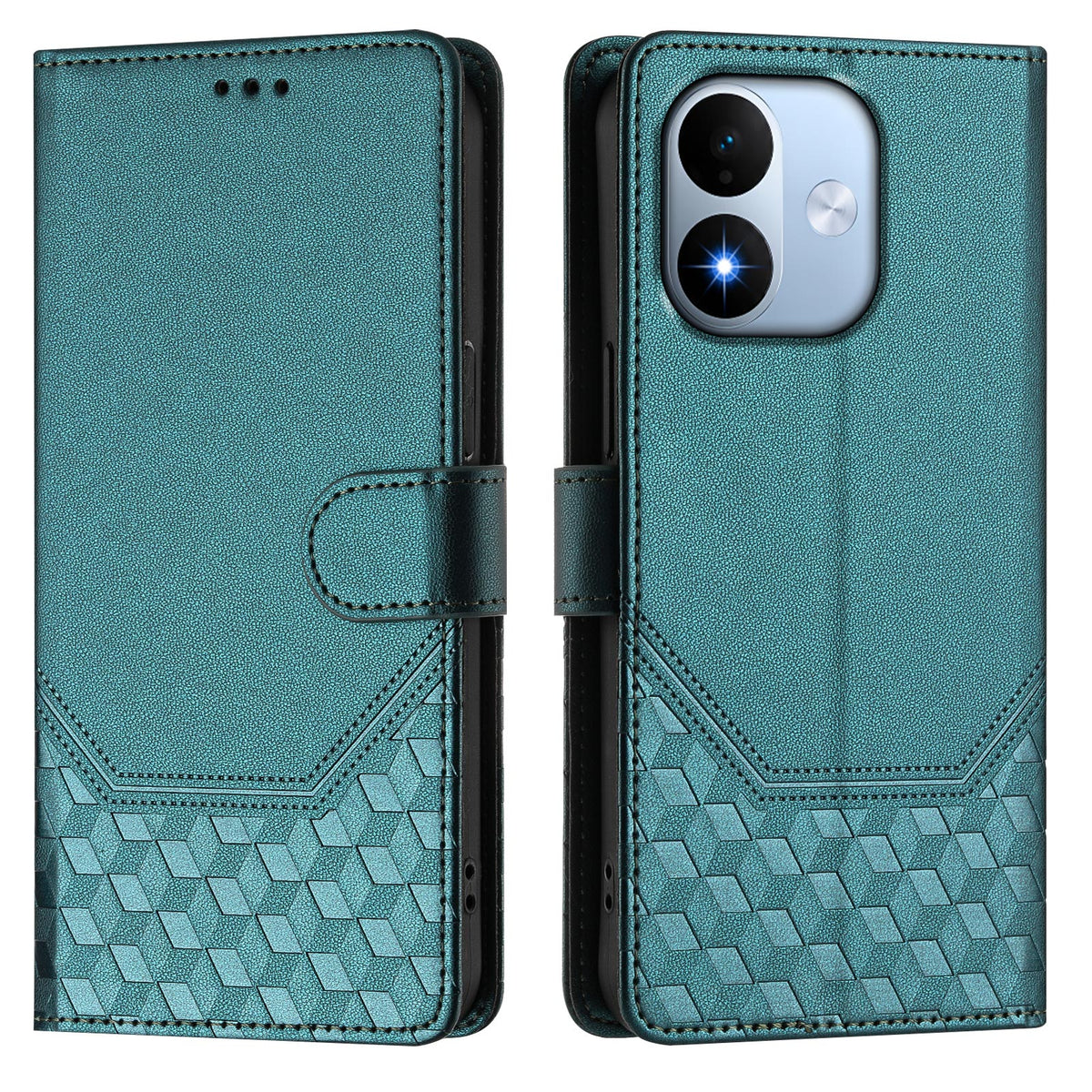 Xiaomi Redmi Note 17 5G (Global) / Xiaomi Redmi Note 17 (Indien/Kina) 5G / Xiaomi Redmi Note 17 4G (Global) Skal Präglat bikakemönster RFID-blockerande läderfodral med rem
