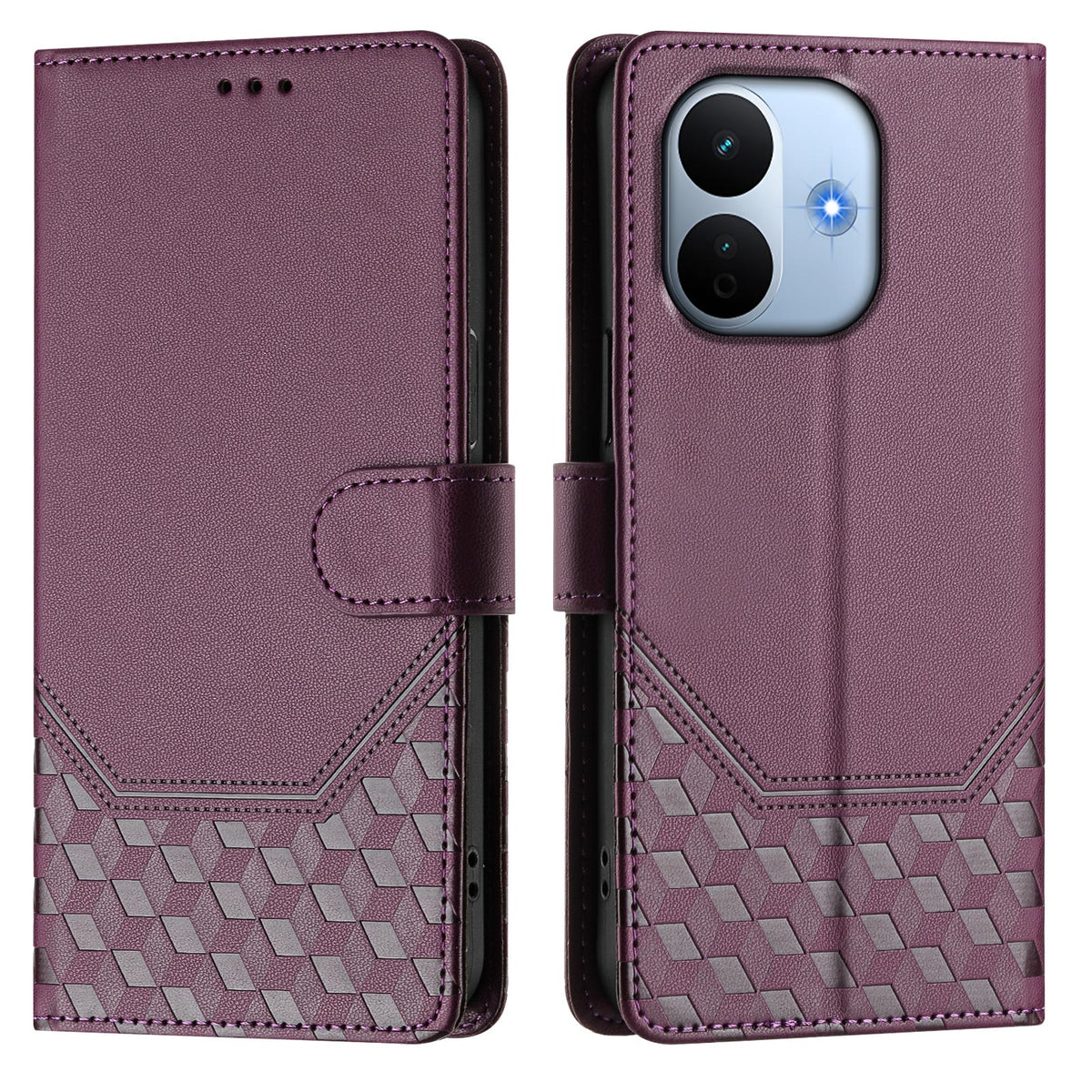 Cover til Xiaomi Redmi Note 17 Pro Max 5G / Xiaomi Redmi Note 17 Pro+ 5G med trykt honningkagemønster, RFID-blokerende læderetui med rem
