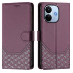 Cover til Xiaomi Redmi Note 17 Pro Max 5G / Xiaomi Redmi Note 17 Pro+ 5G med trykt honningkagemønster, RFID-blokerende læderetui med rem