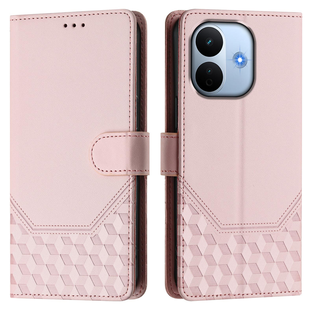 Cover til Xiaomi Redmi Note 17 Pro Max 5G / Xiaomi Redmi Note 17 Pro+ 5G med trykt honningkagemønster, RFID-blokerende læderetui med rem