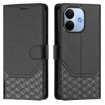 Cover til Xiaomi Redmi Note 17 Pro Max 5G / Xiaomi Redmi Note 17 Pro+ 5G med trykt honningkagemønster, RFID-blokerende læderetui med rem
