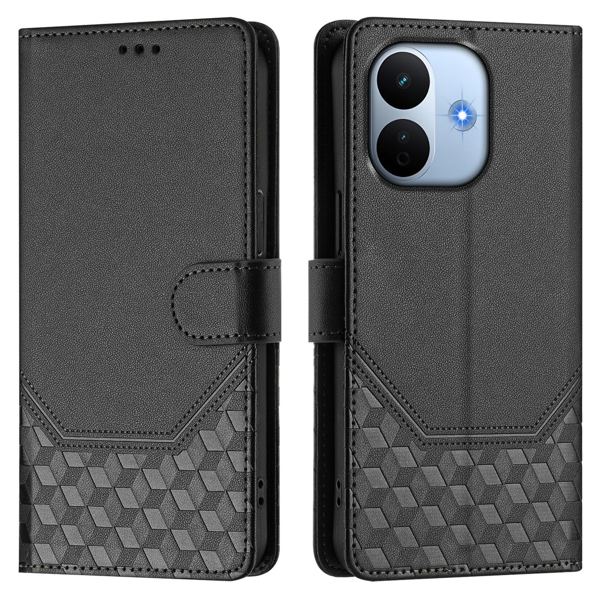 Cover til Xiaomi Redmi Note 17 Pro Max 5G / Xiaomi Redmi Note 17 Pro+ 5G med trykt honningkagemønster, RFID-blokerende læderetui med rem