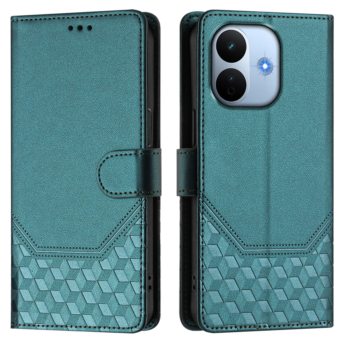 Cover til Xiaomi Redmi Note 17 Pro Max 5G / Xiaomi Redmi Note 17 Pro+ 5G med trykt honningkagemønster, RFID-blokerende læderetui med rem
