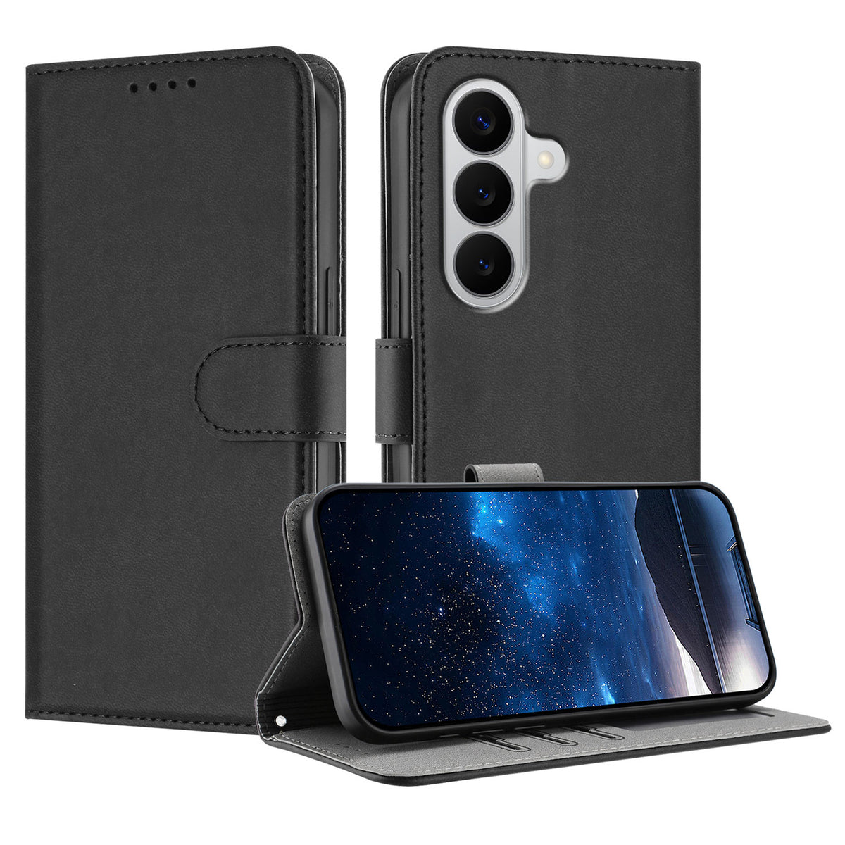 Läderfodral i enfärgat med plånbok för Samsung Galaxy S26/Galaxy S27