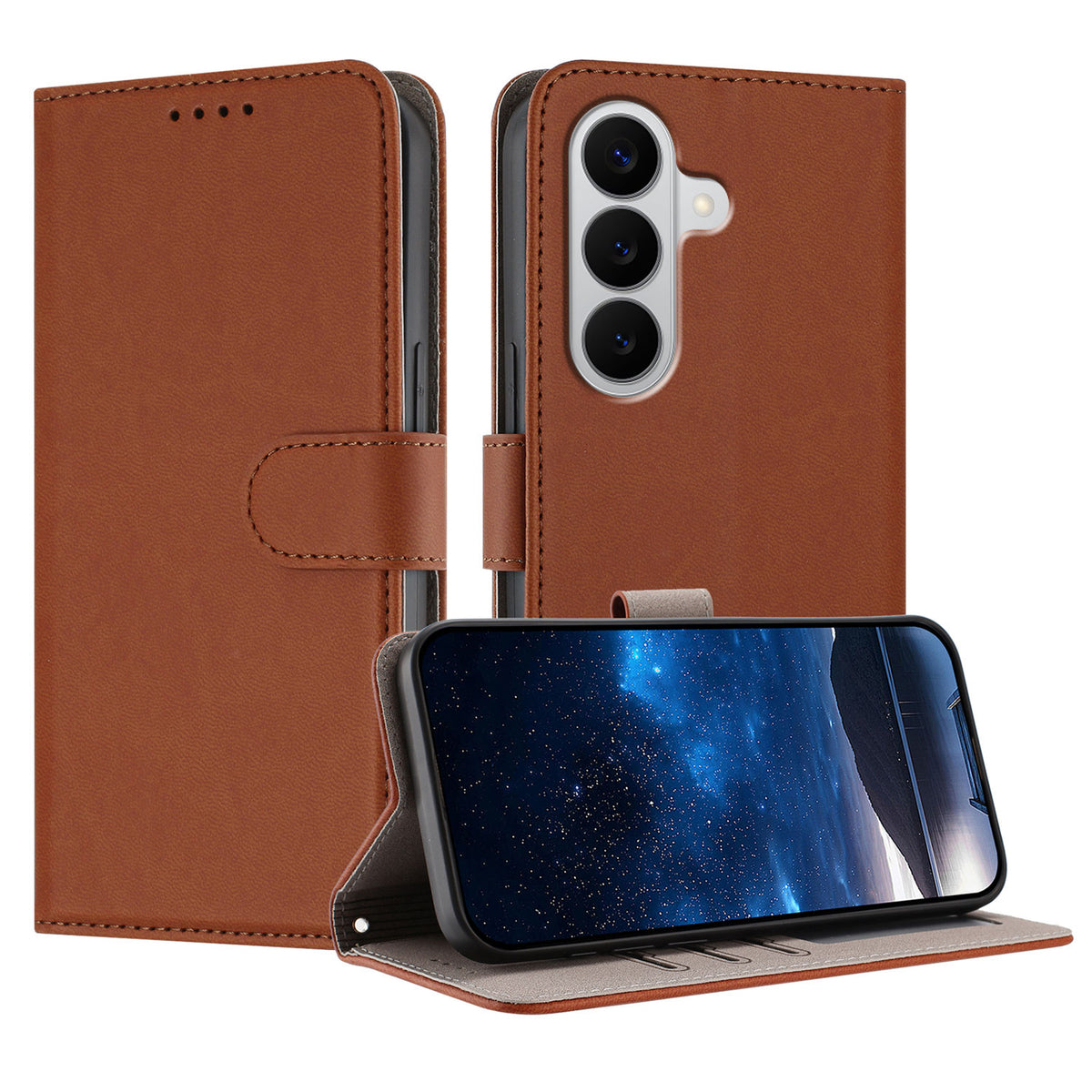 Läderfodral i enfärgat med plånbok för Samsung Galaxy S26/Galaxy S27