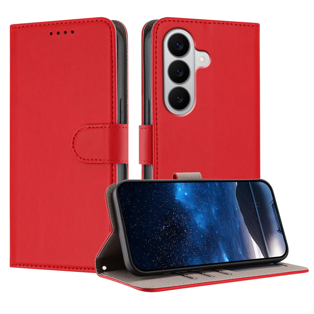 Läderfodral i enfärgat med plånbok för Samsung Galaxy S26/Galaxy S27