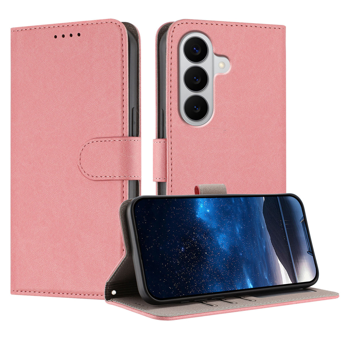 Läderfodral i enfärgat med plånbok för Samsung Galaxy S26/Galaxy S27