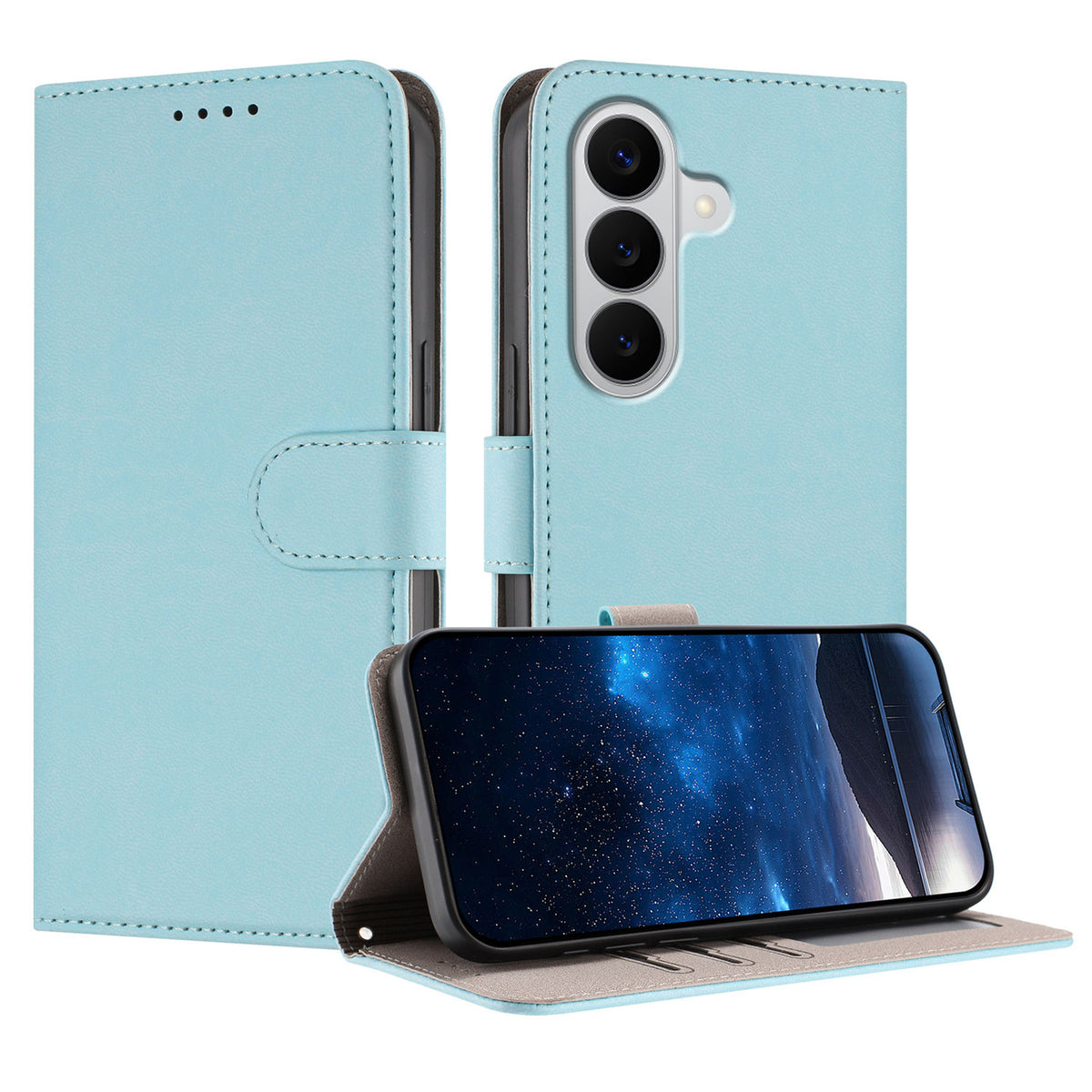 Läderfodral i enfärgat med plånbok för Samsung Galaxy S26/Galaxy S27