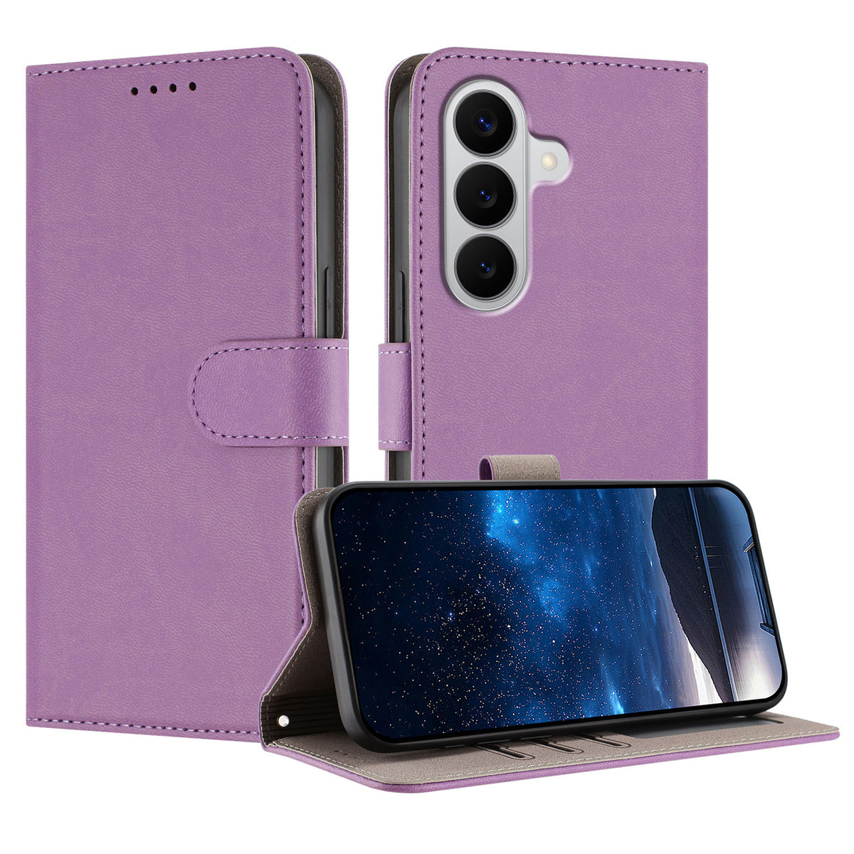 Läderfodral i enfärgat med plånbok för Samsung Galaxy S26/Galaxy S27