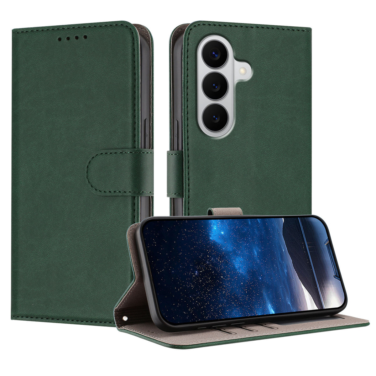 Läderfodral i enfärgat med plånbok för Samsung Galaxy S26/Galaxy S27