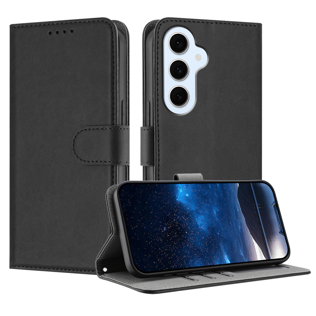 Läderfodral för Samsung Galaxy S26 FE i enfärgat med plånbok