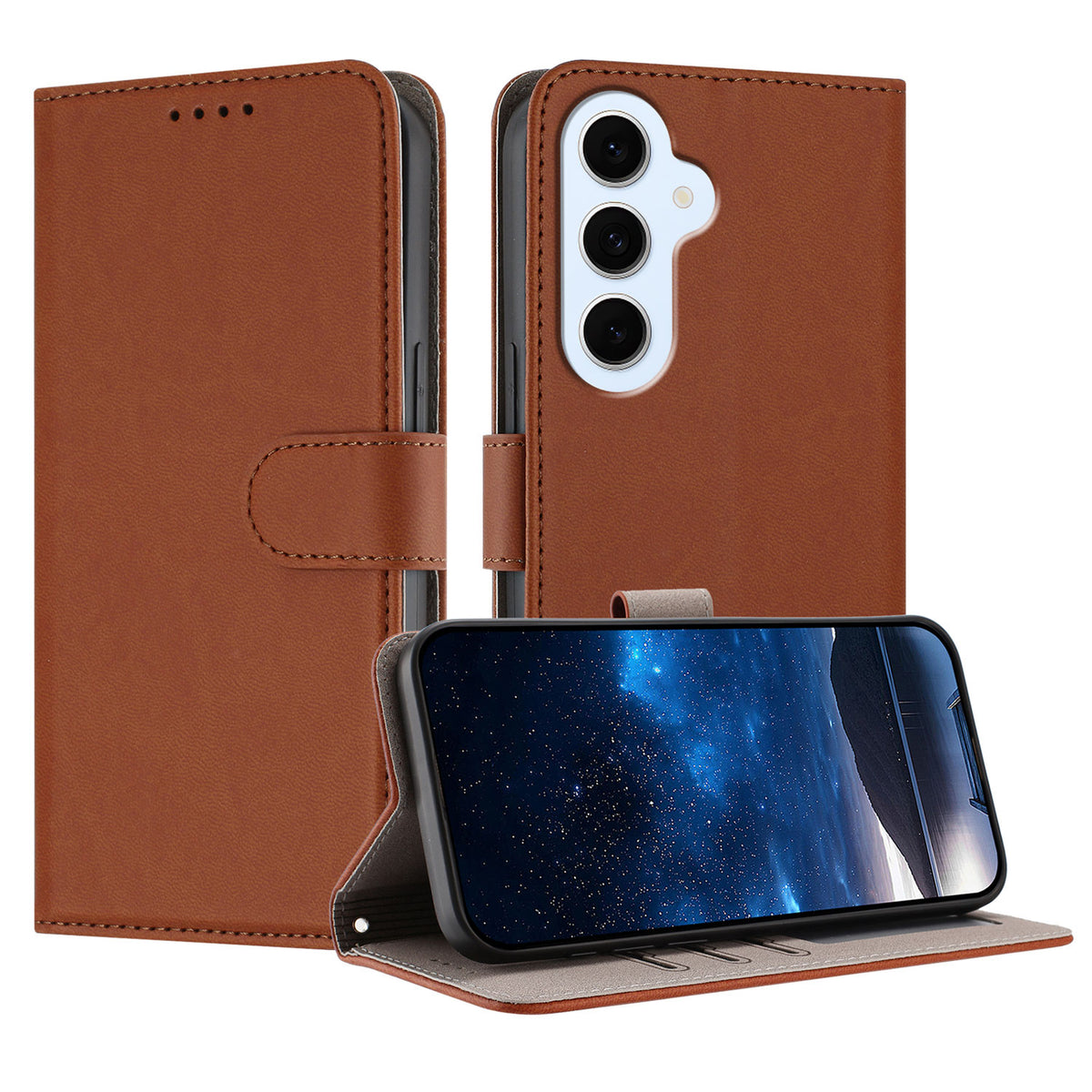 Läderfodral för Samsung Galaxy S26 FE i enfärgat med plånbok