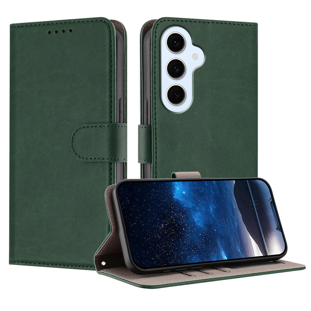 Läderfodral för Samsung Galaxy S26 FE i enfärgat med plånbok