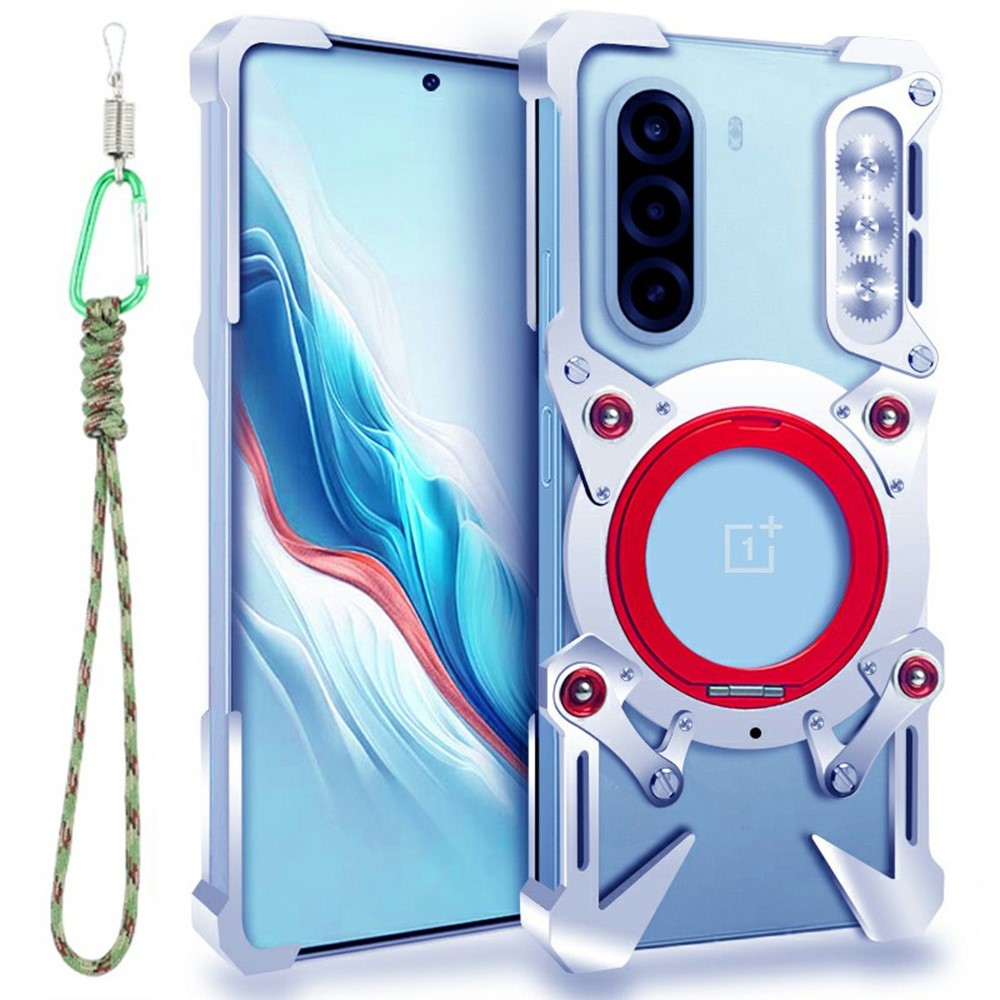 OnePlus Nord CE6 Lite 5G / Turbo 6X 5G Bumper Case Kickstand Aluminiumlegering Magnetiskt mobilskal med Handledsrem