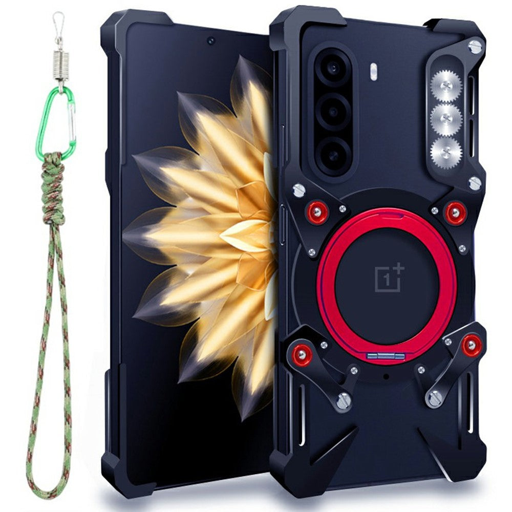 OnePlus Nord CE6 Lite 5G / Turbo 6X 5G Bumper Case Kickstand Aluminiumlegering Magnetiskt mobilskal med Handledsrem