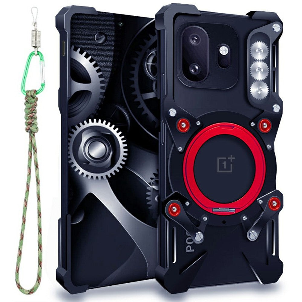 For OnePlus 15T 5G Bumper Case Kickstand Aluminum Alloy Magnetic Phone Cover with Wrist Strap