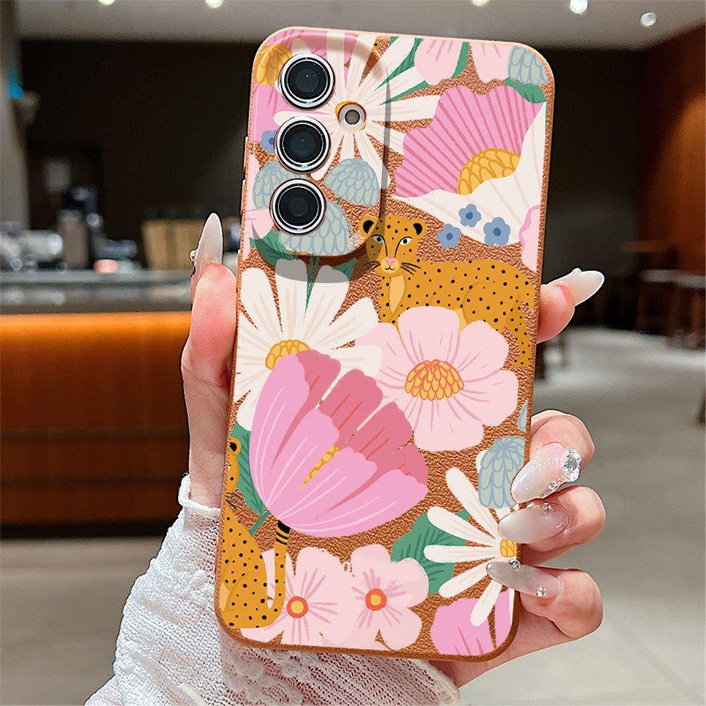 Samsung Galaxy A17 5G / A17 4G-skal med precisa utskärningar, anti-fingeravtrycksmönster, PU-läder + TPU-baksida