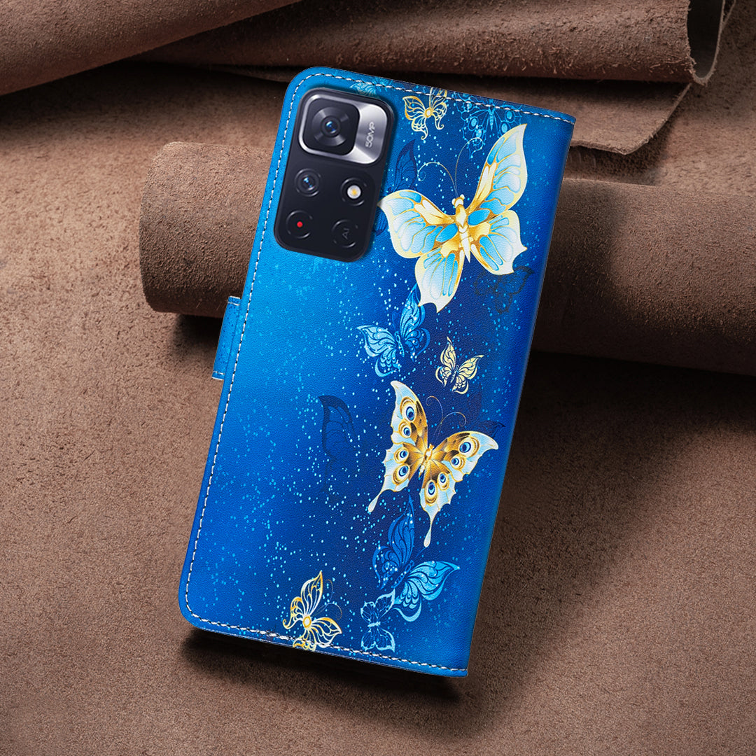 Xiaomi Redmi Note 11 5G / Xiaomi Redmi Note 11S 4G / Xiaomi Redmi Note 12S 4G / Xiaomi Redmi Note 11 4G-etui, pungeetui med mønstertryk, mobiltelefonetui i læder