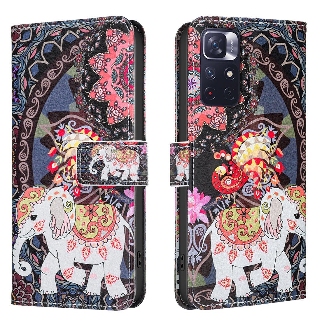 Xiaomi Redmi Note 11 5G / Xiaomi Redmi Note 11S 4G / Xiaomi Redmi Note 12S 4G / Xiaomi Redmi Note 11 4G-etui, pungeetui med mønstertryk, mobiltelefonetui i læder