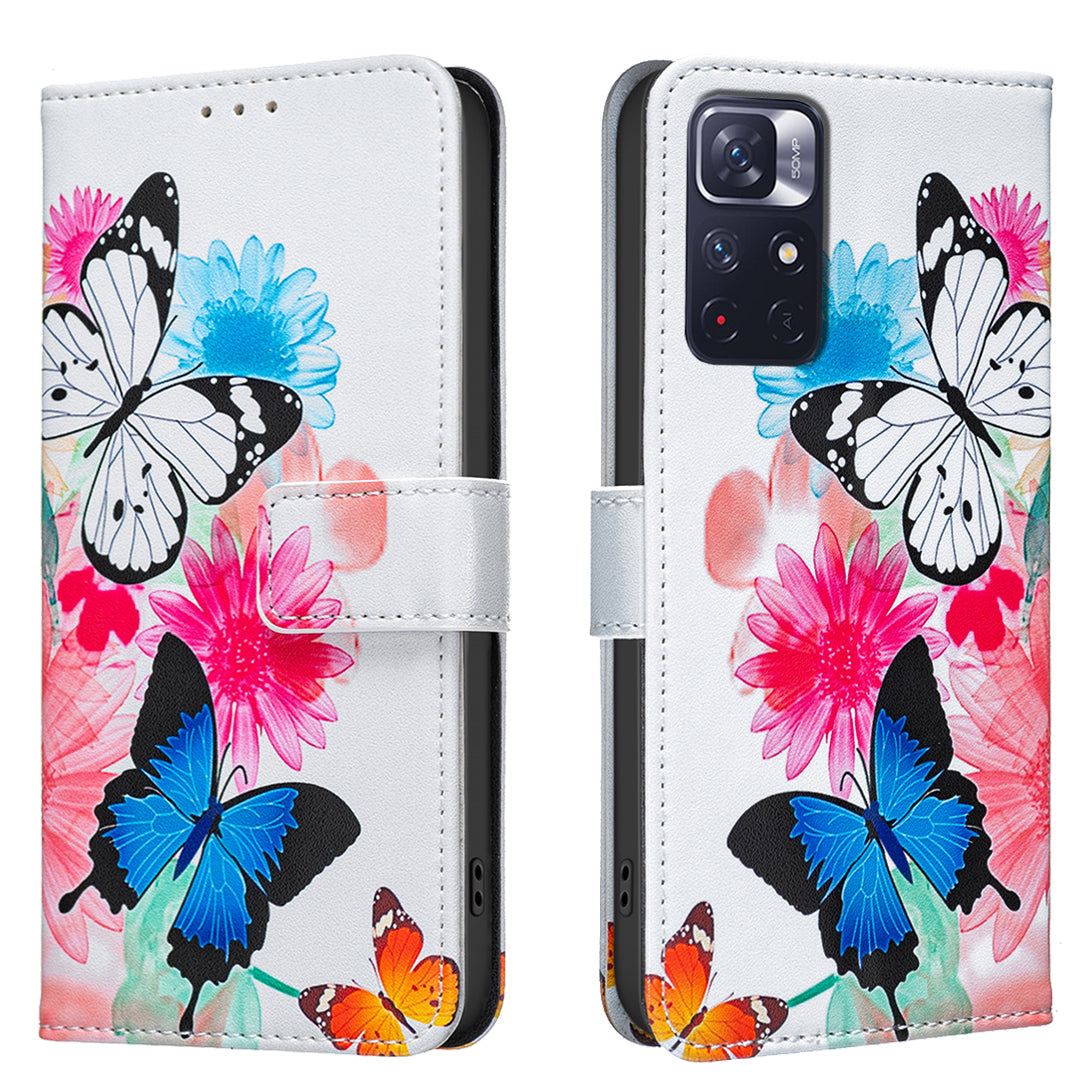 Xiaomi Redmi Note 11 5G / Xiaomi Redmi Note 11S 4G / Xiaomi Redmi Note 12S 4G / Xiaomi Redmi Note 11 4G-etui, pungeetui med mønstertryk, mobiltelefonetui i læder